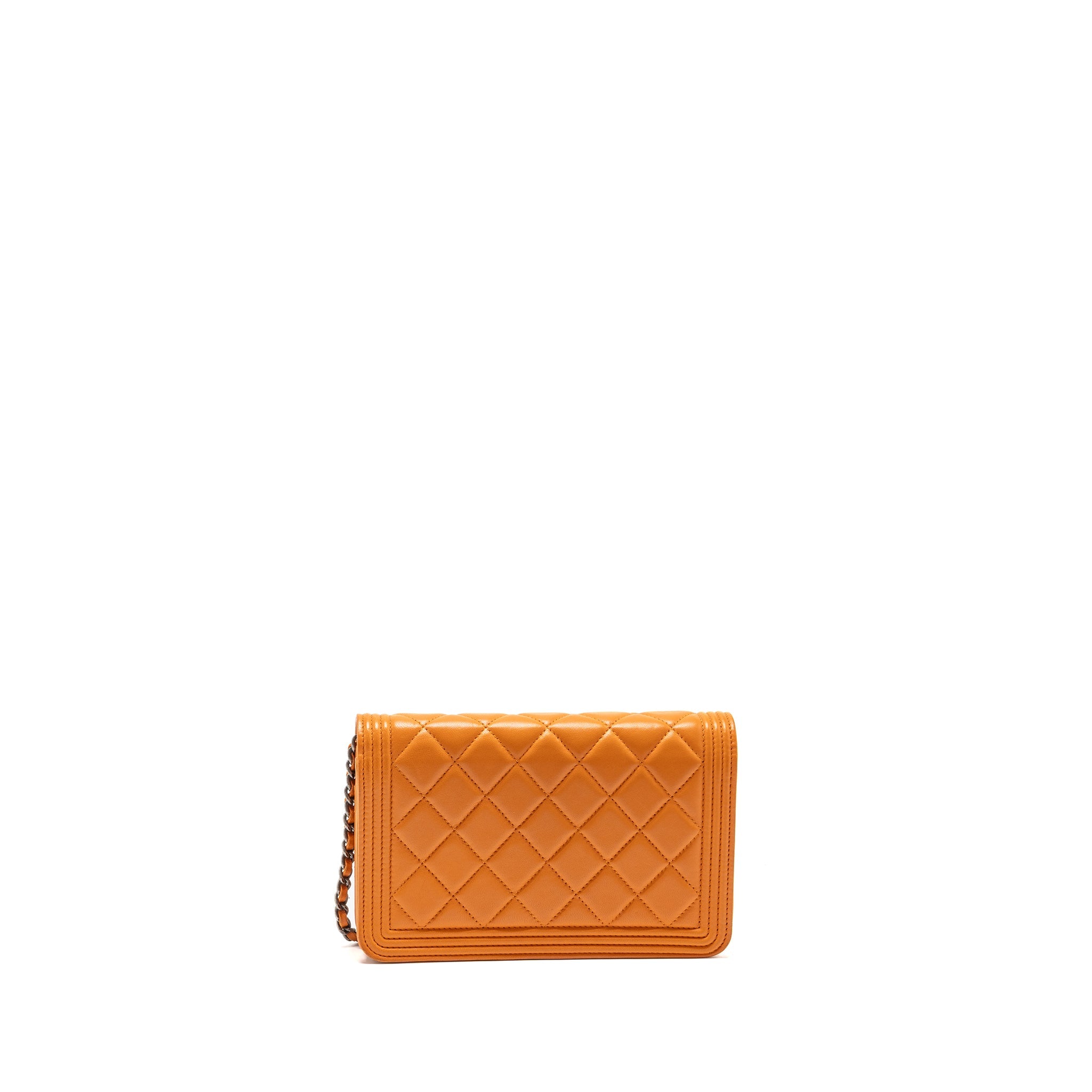 chanel-boy-wallet-on-chain-lambskin-orange-ruthenium-silver-hardware