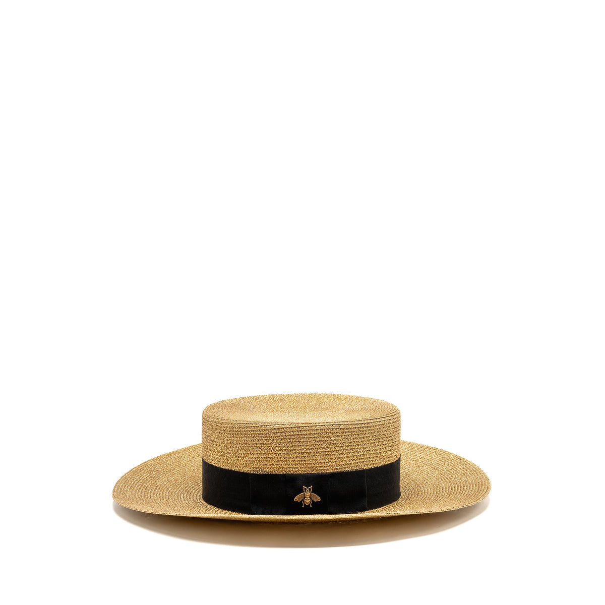 gucci-size-s-56cm-bow-and-metal-bee-detailed-lame-papier-hat-straw-effect-fabric-gold-black