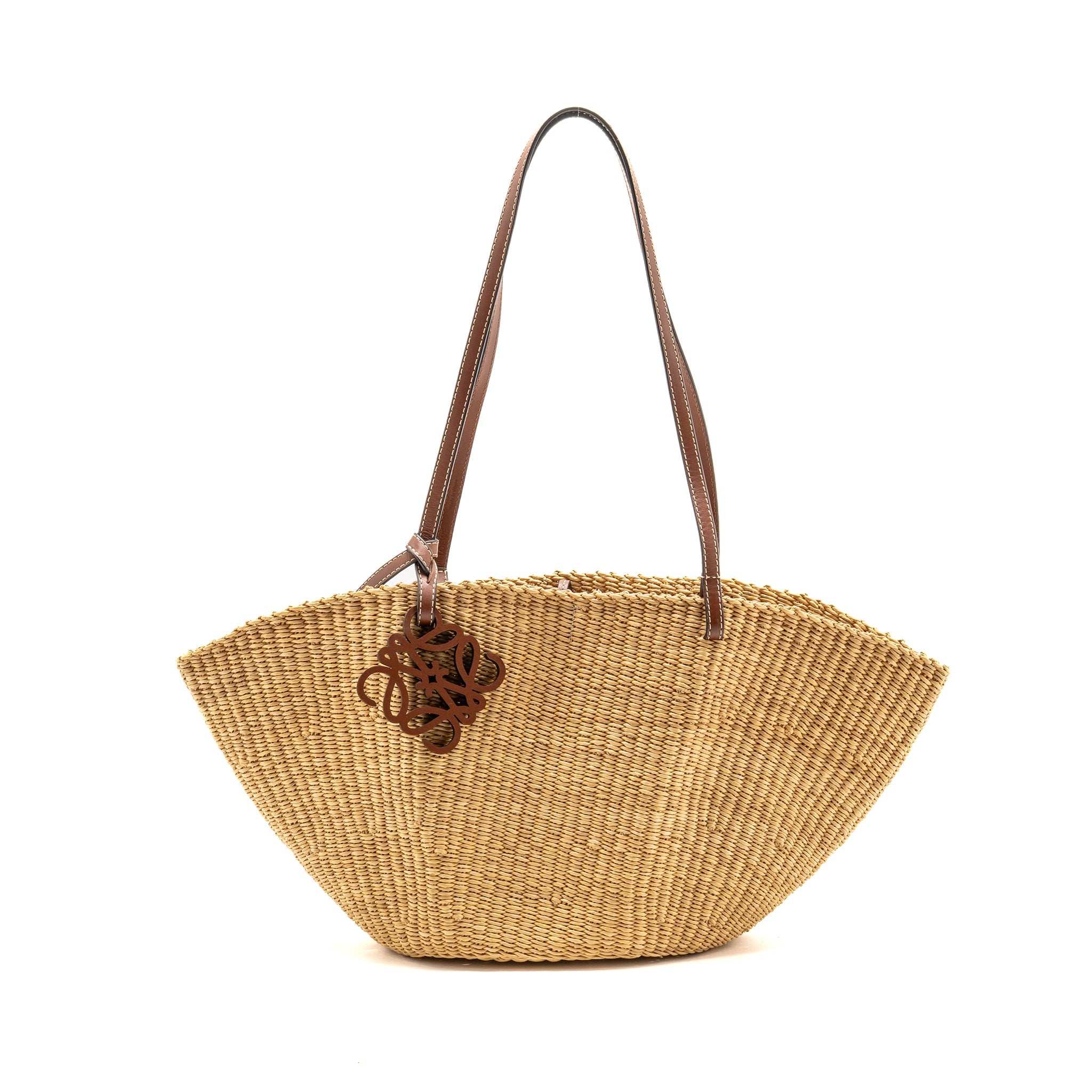 loewe-anagram-shell-basket-tote-bag-raffia-leather-brown-beige