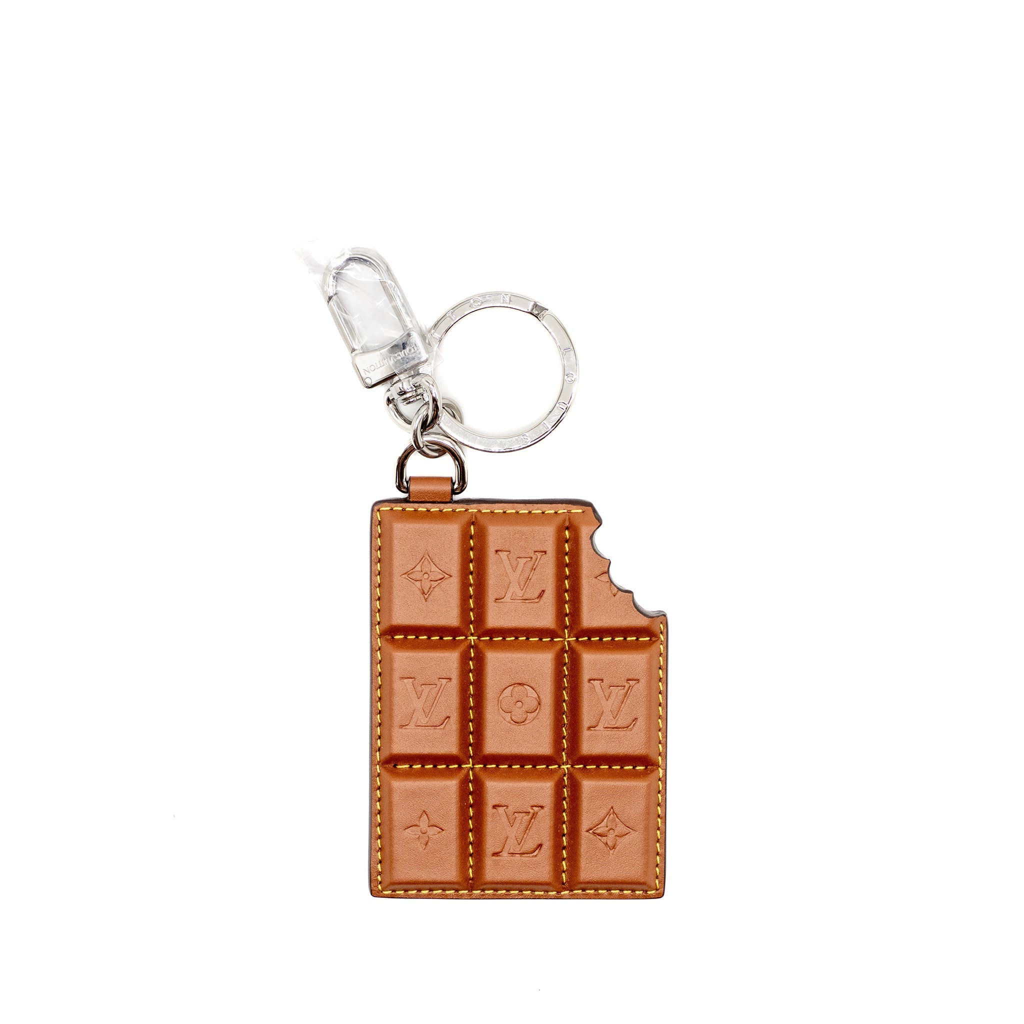 louis-vuitton-chocolate-bar-figurine-key-holder-bag-charm-leather-brown-shw