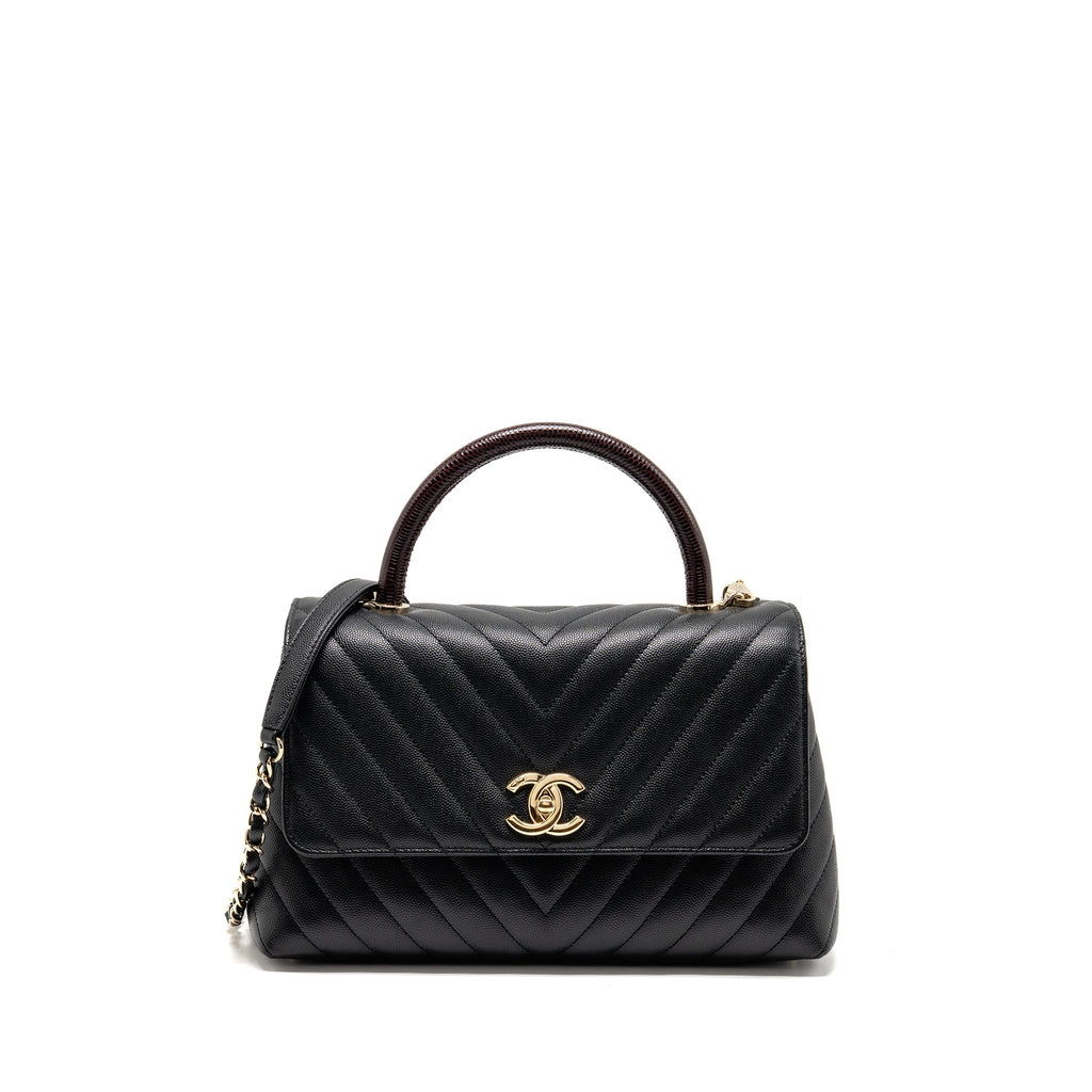 chanel-medium-chevron-coco-handle-caviar-black-burgundy-handle-lghw-copy