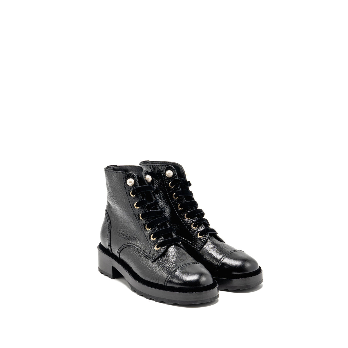 chanel-size-39-lace-up-boots-shiny-calfskin-black