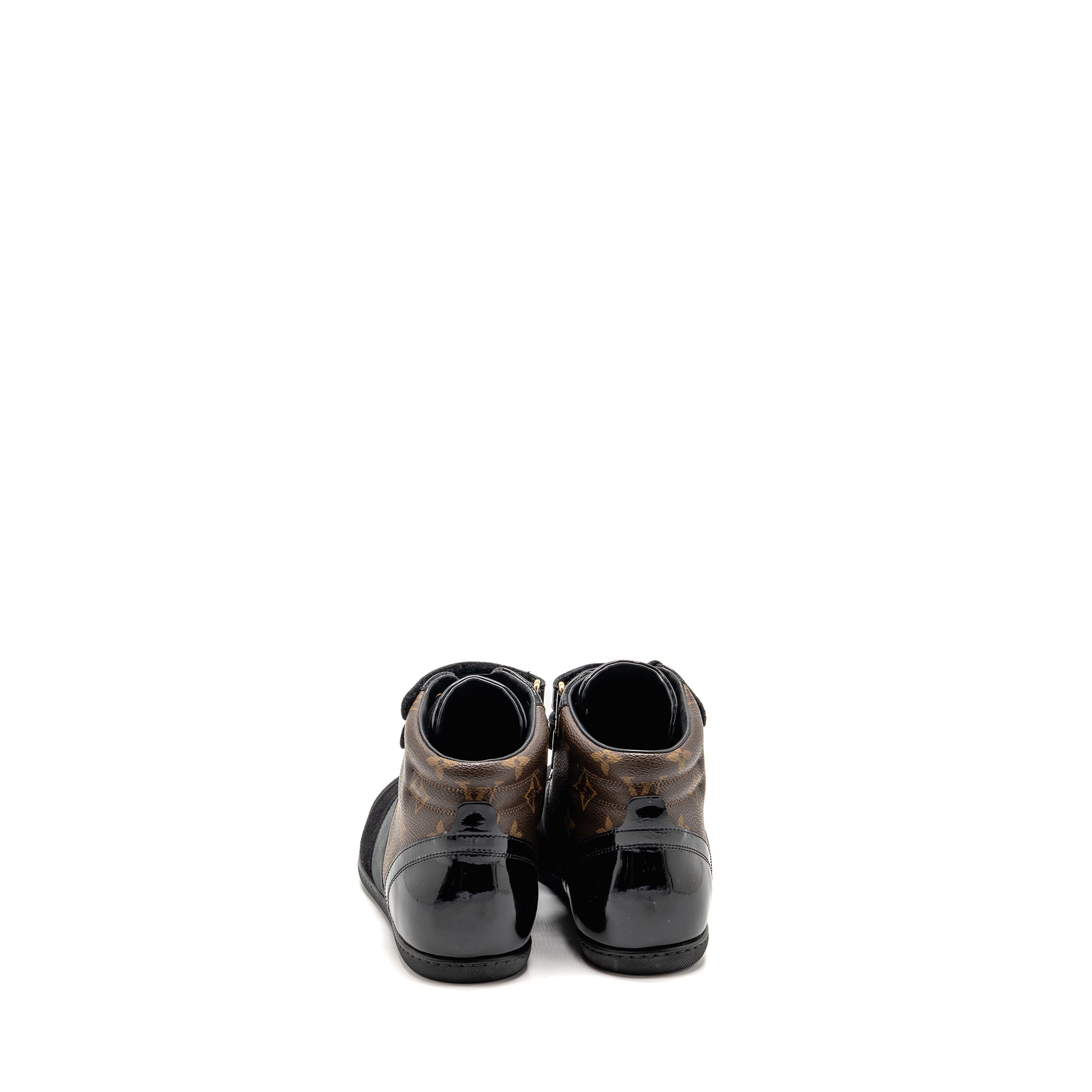 louis-vuitton-size-38-5-move-up-sneakers-monogram-canvas-suede-patent-black-ghw