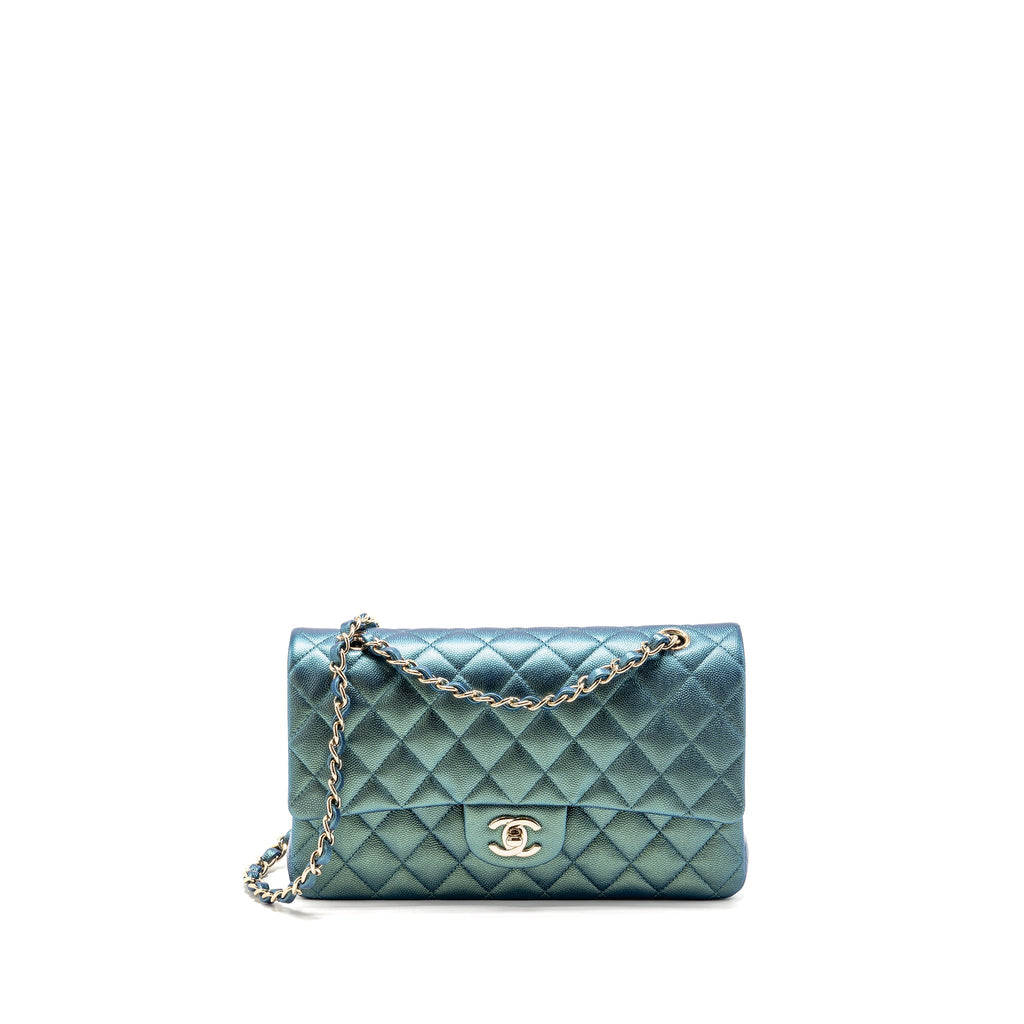 chanel-22p-medium-classic-double-flap-bag-caviar-iridescent-green-lghw-microchip