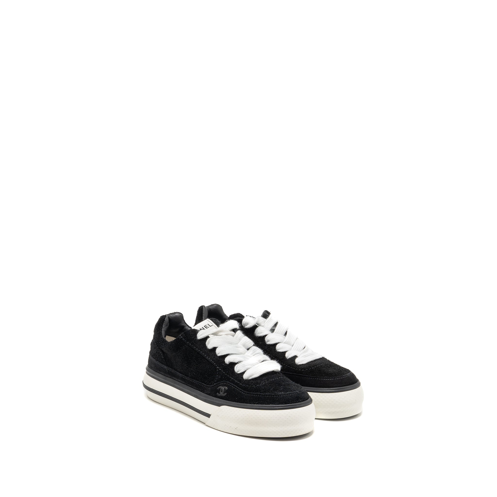chanel-size-37-5-23b-cc-logo-sneakers-suede-calfskin-black-copy