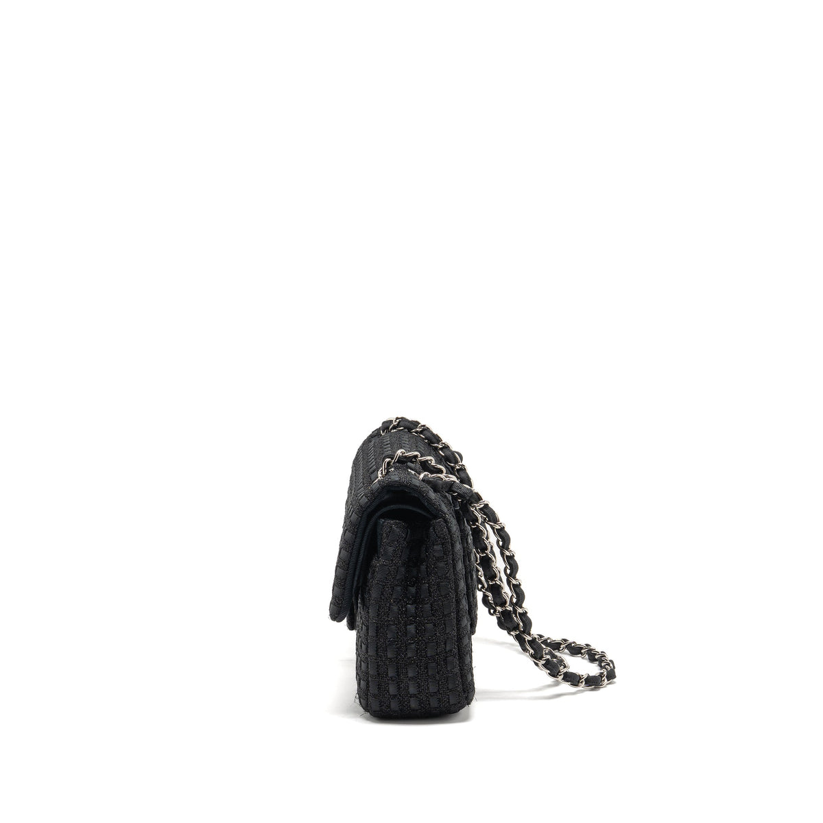 chanel-medium-classic-double-flap-bag-tweed-black-shw-copy