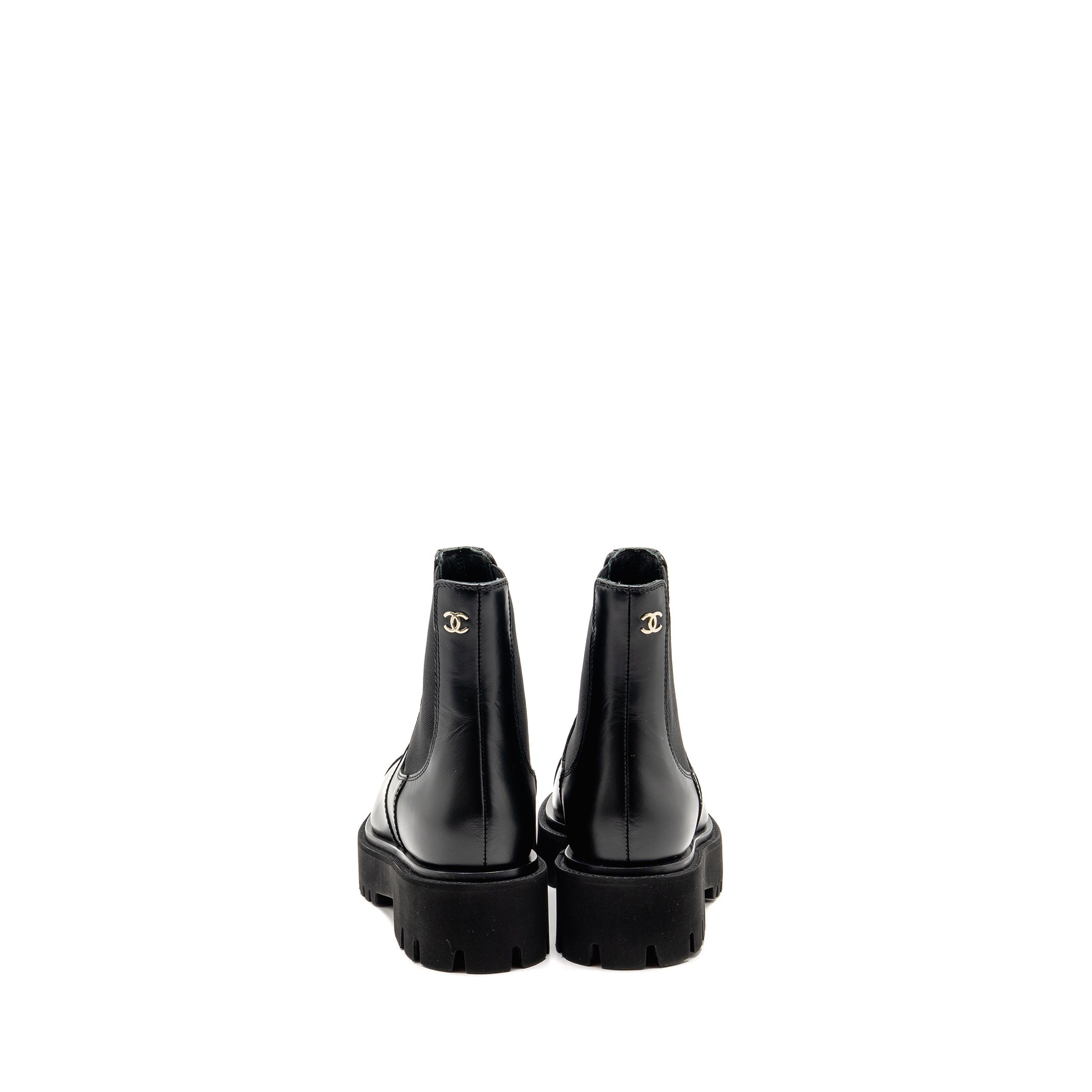 chanel-24b-size-36-cc-logo-short-boots-calfskin-black