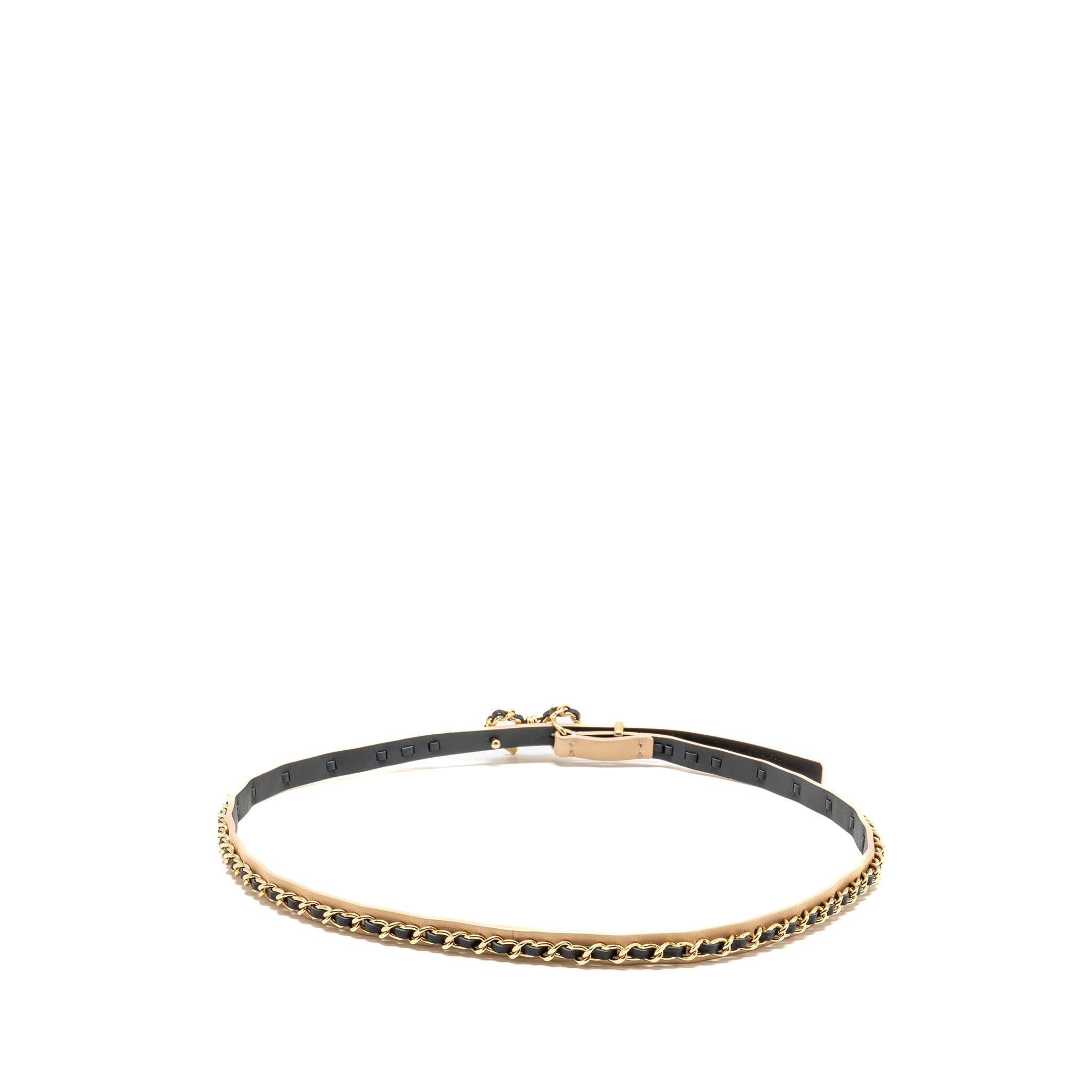 chanel-size-75-bow-chain-belt-leather-beige-black-gold-tone-copy