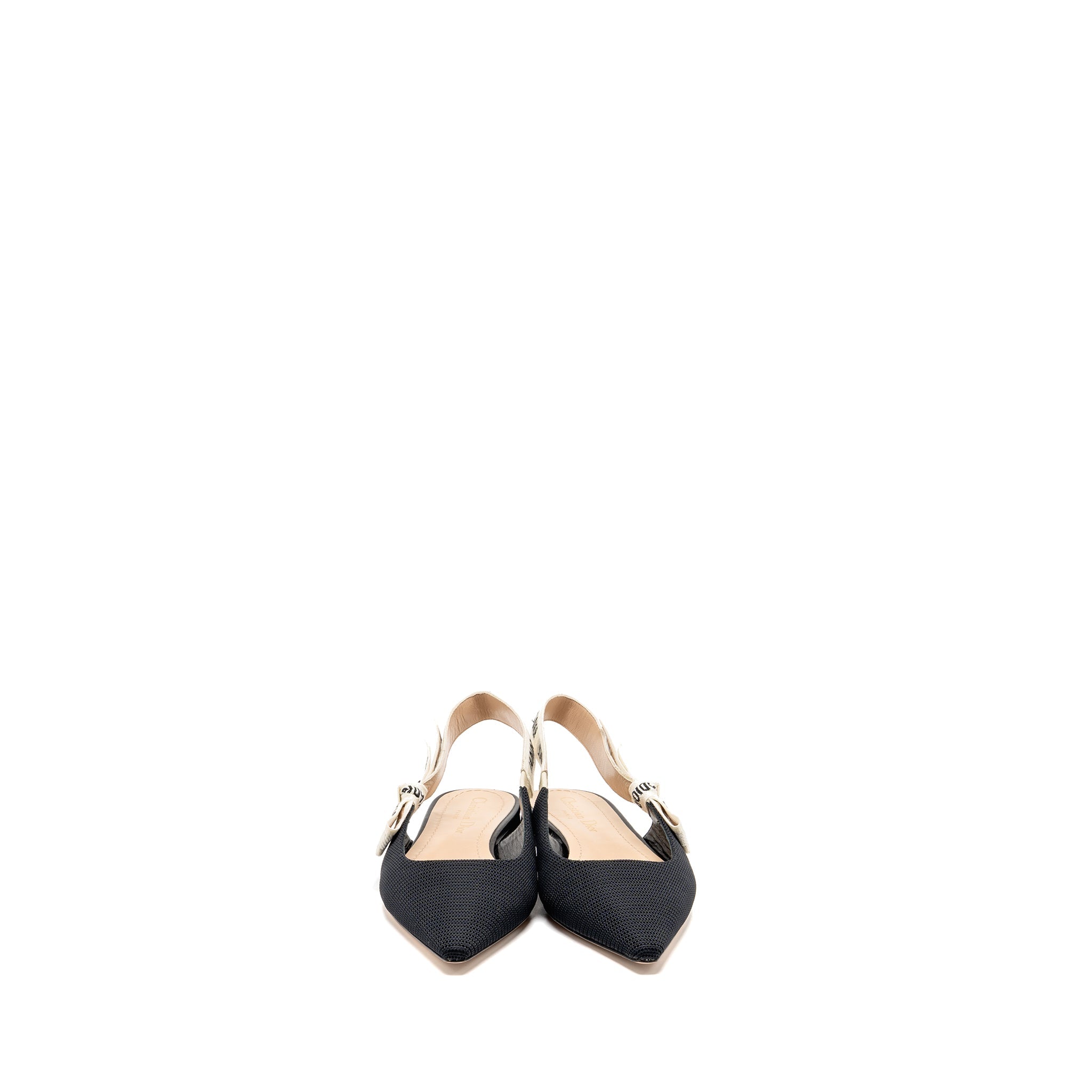 dior-size-37-ballerina-slingback-sandals-fabric-leather-black