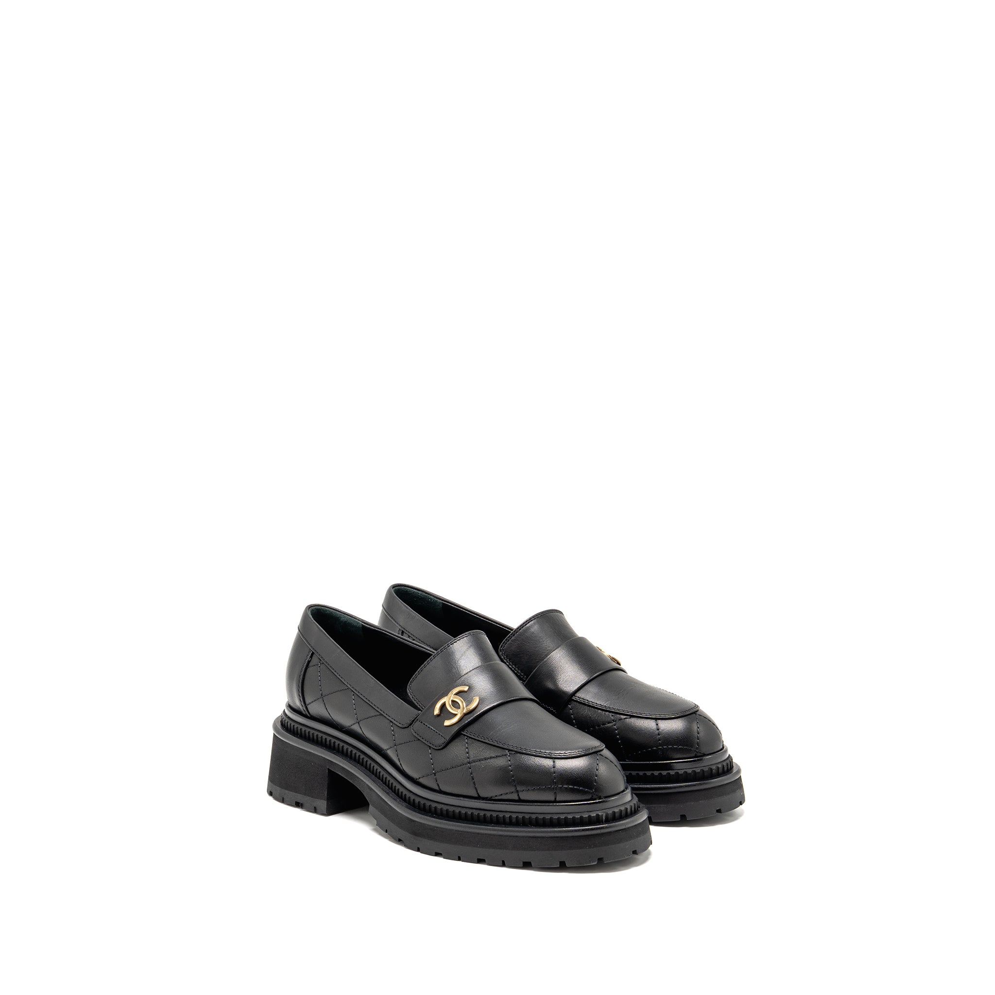chanel-23a-size-37-qulited-cc-platform-loafers-black-lghw