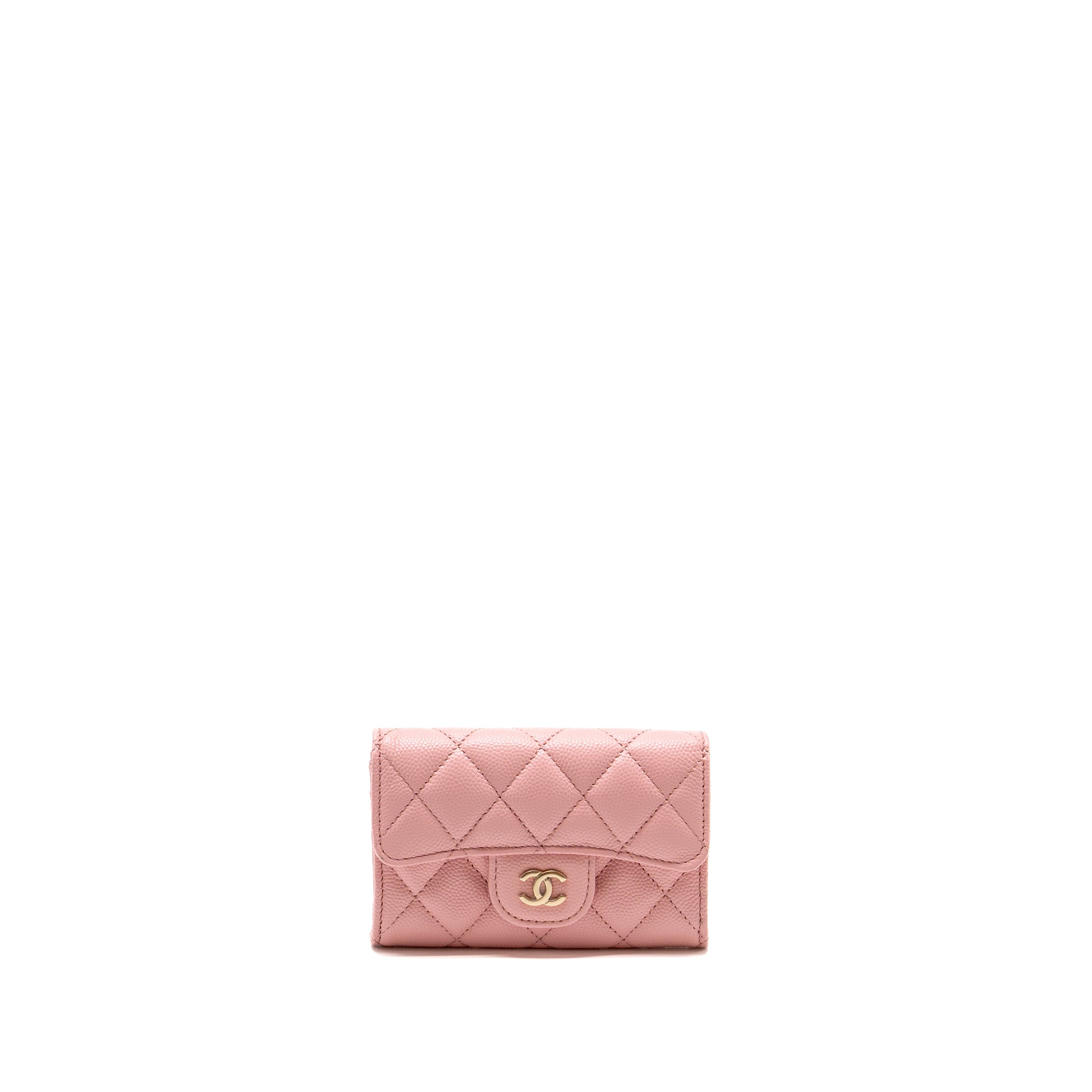 chanel-classic-flap-card-holder-caviar-pink-lghw