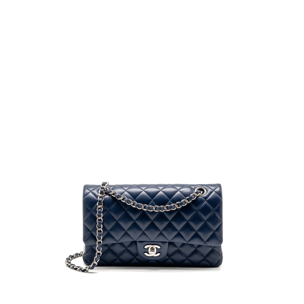 chanel-medium-classic-double-flap-bag-lambskin-navy-shw