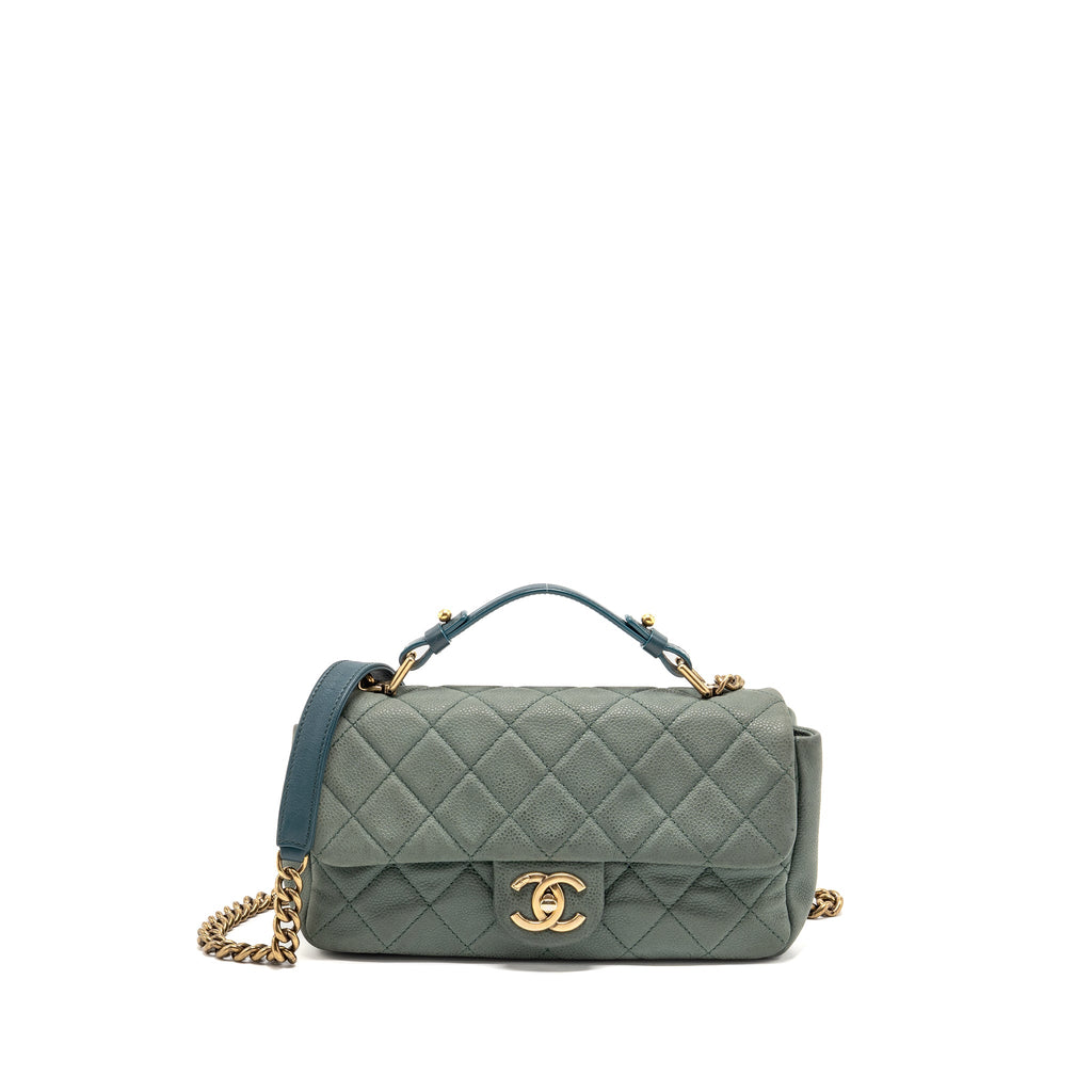 chanel-top-handle-flap-shoulder-bag-with-chain-caviar-dark-green-ghw