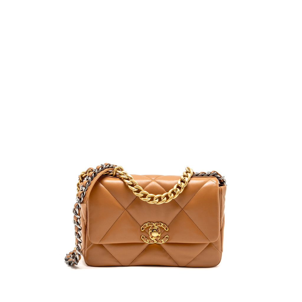 chanel-small-19-bag-lambskin-caramel-multicoloured-hardware-microchip-copy