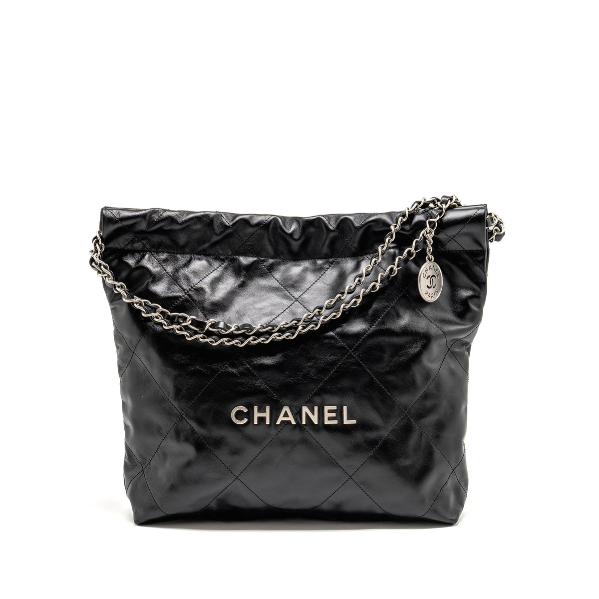 chanel-small-22-shiny-calfskin-black-shw-microchip