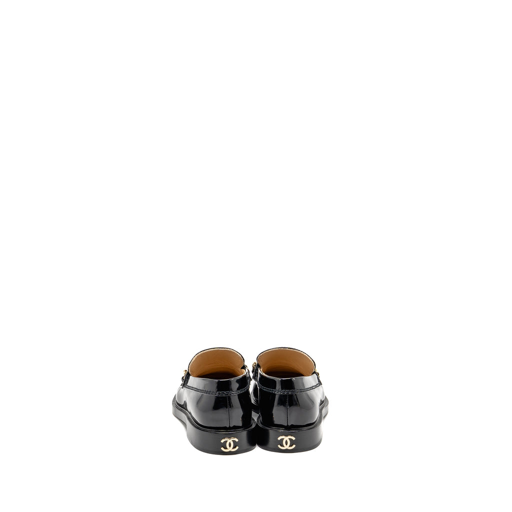 chanel-size-35-letter-loafer-shiny-calfskin-black-lghw-copy
