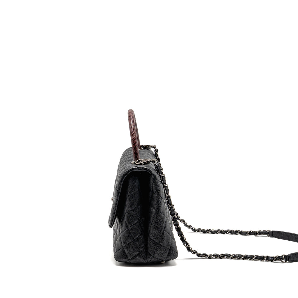 chanel-medium-coco-handle-caviar-lizard-handle-black-burgundy-ruthenium-hardware-copy-1