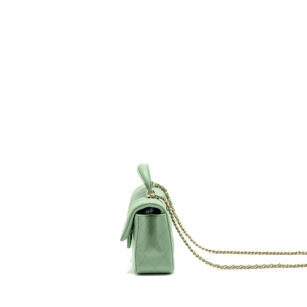 chanel-23p-top-handle-mini-rectangular-lambskin-light-green-lghw-microchip-copy