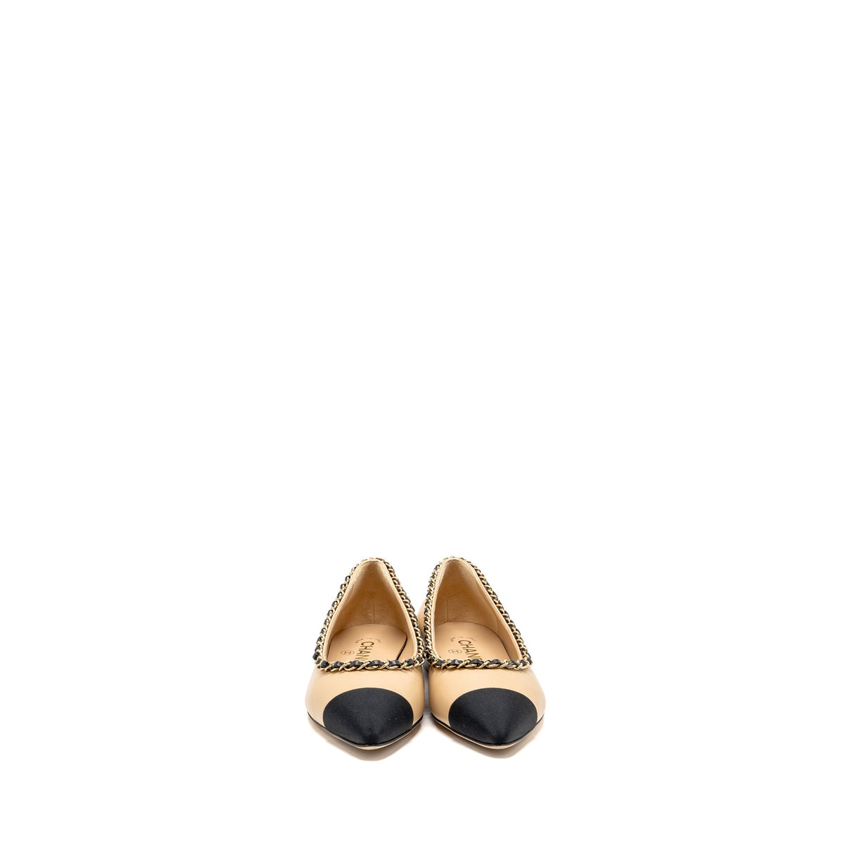 chanel-size-36-chain-cap-flats-beige-black