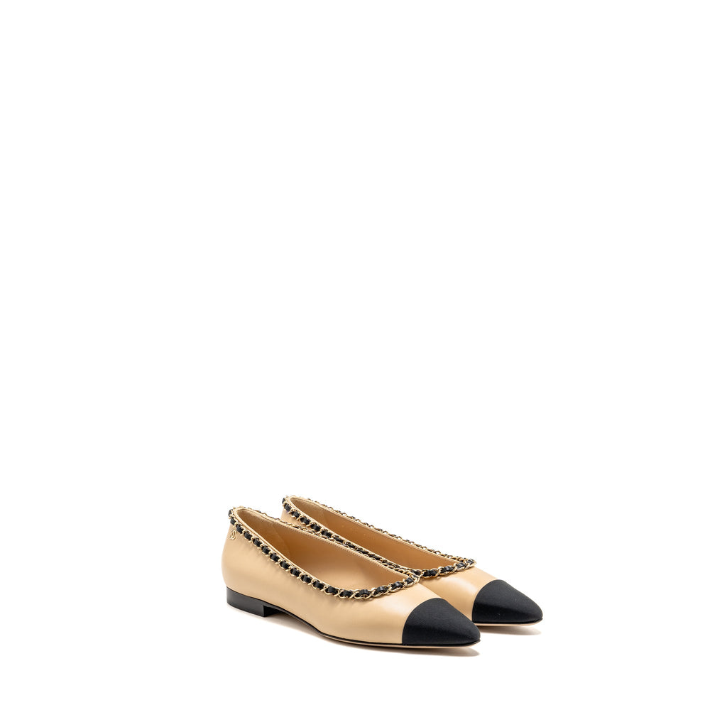 chanel-size-36-chain-cap-flats-beige-black
