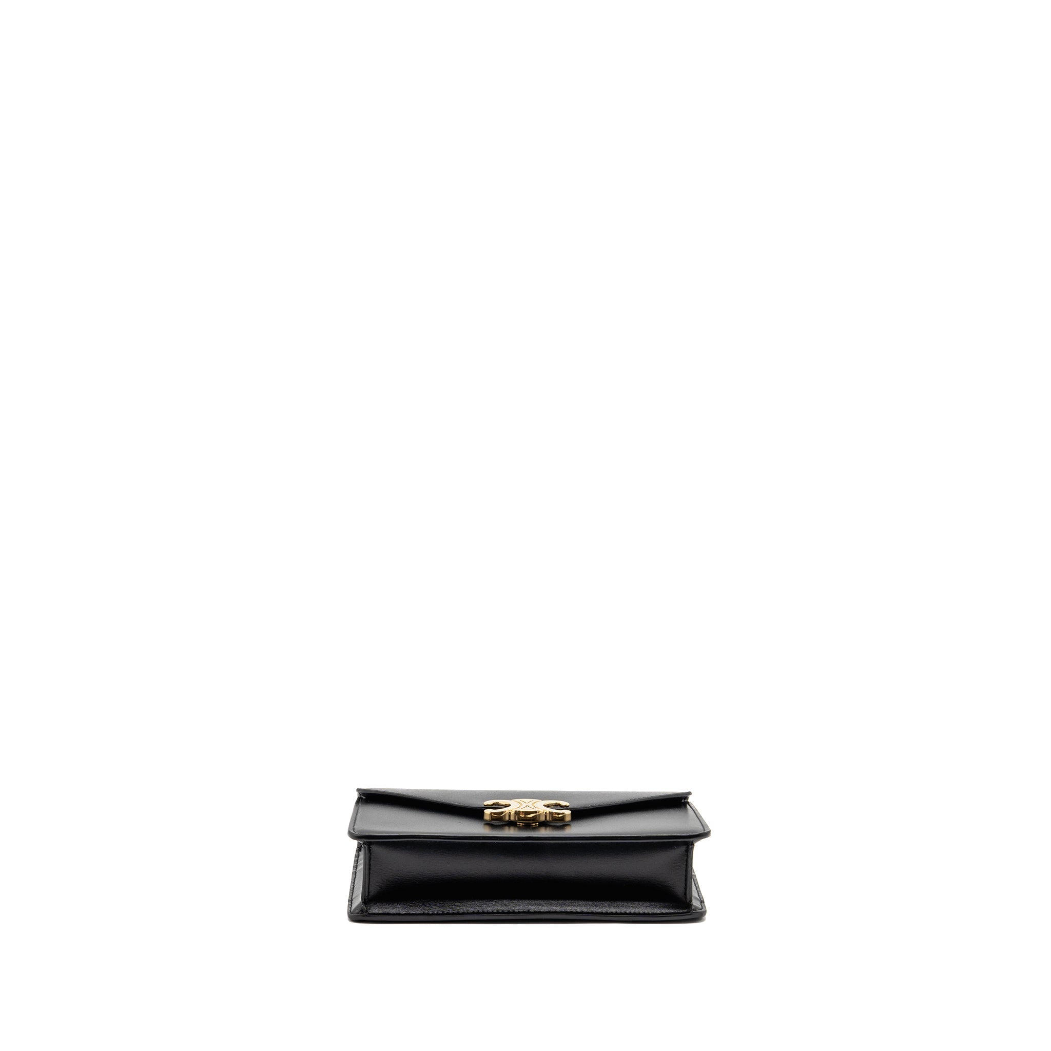 celine-triomphe-wallet-on-chain-margo-shiny-calfskin-black-ghw