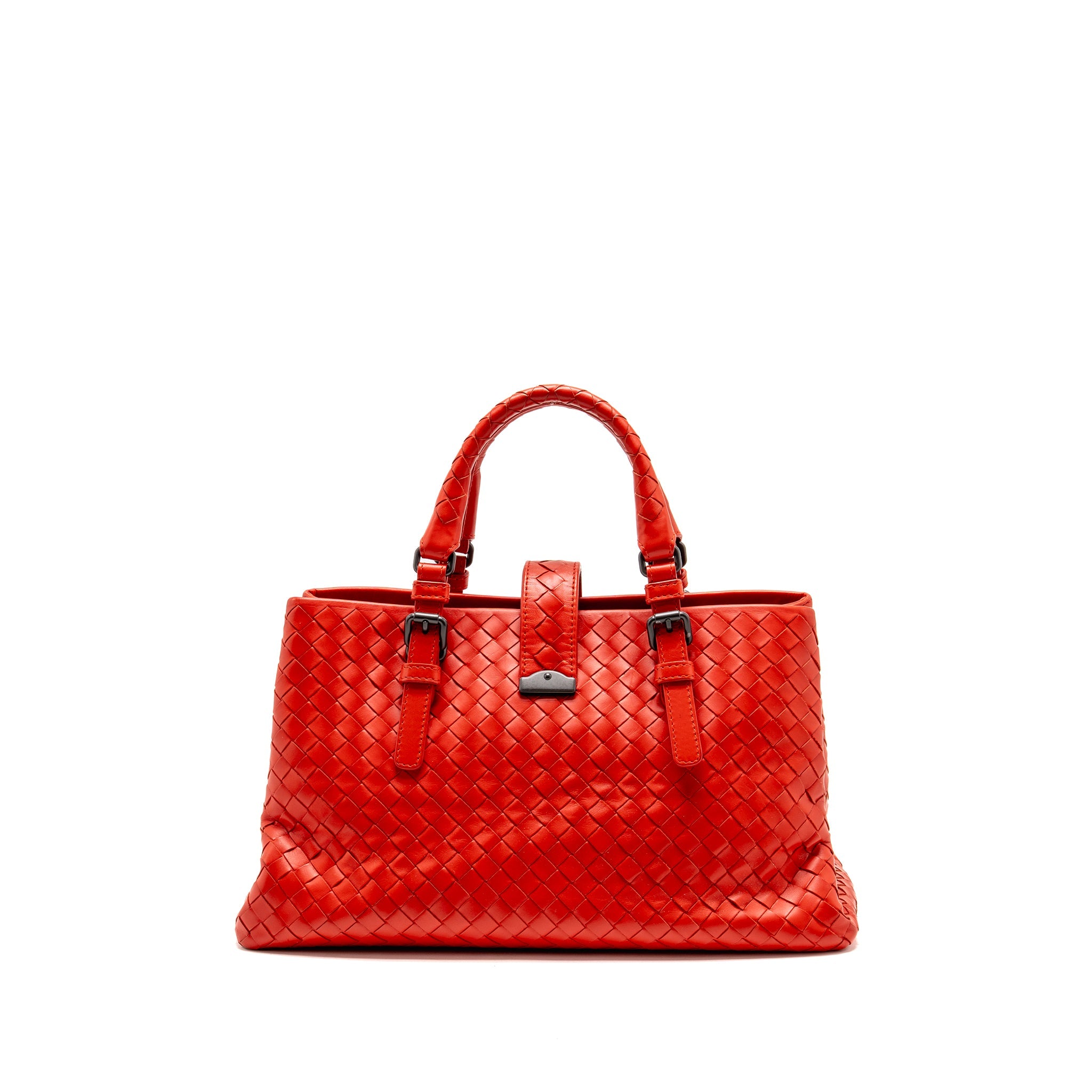 bottega-veneta-small-roma-tote-bag-intrecciato-leather-red-gunmetal-tone-hardware