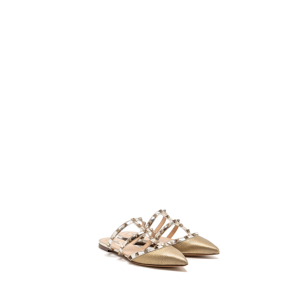 valentino-size-35-garavani-rockstud-slippers-calfskin-gold