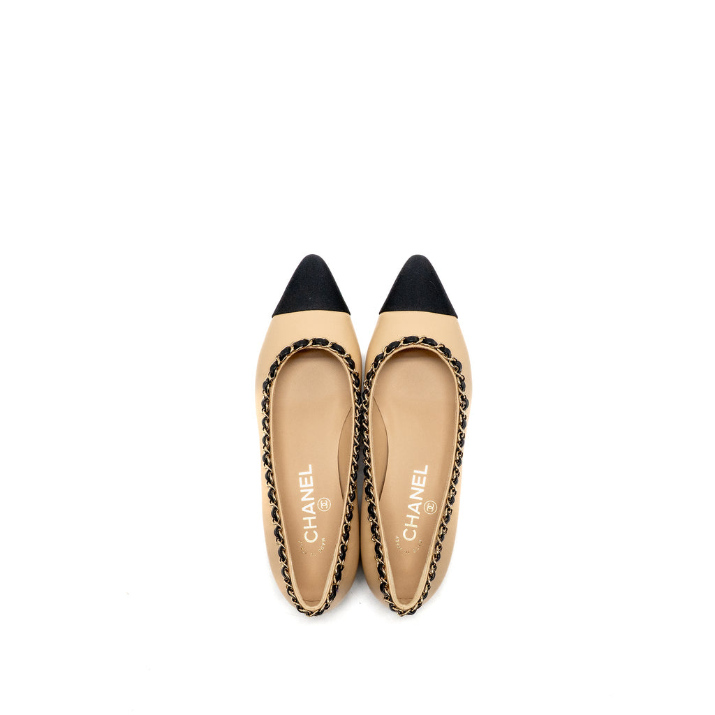 chanel-size-36-chain-cap-flats-beige-black