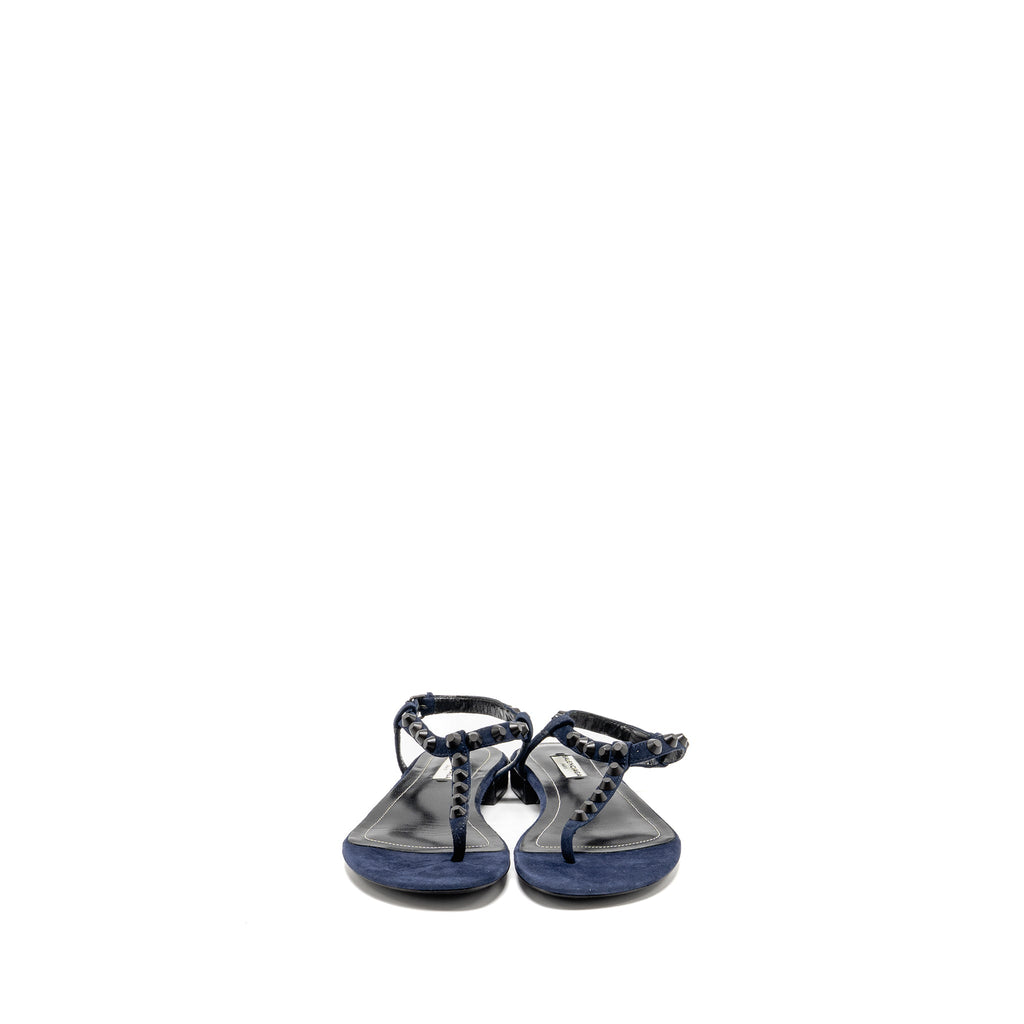 balenciaga-size-38-5-flat-sandals-suede-navy