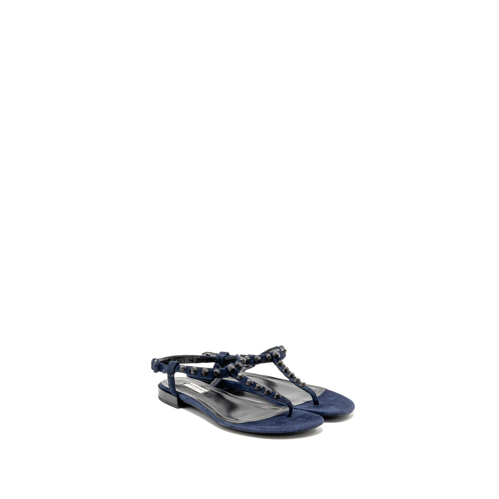 balenciaga-size-38-5-flat-sandals-suede-navy