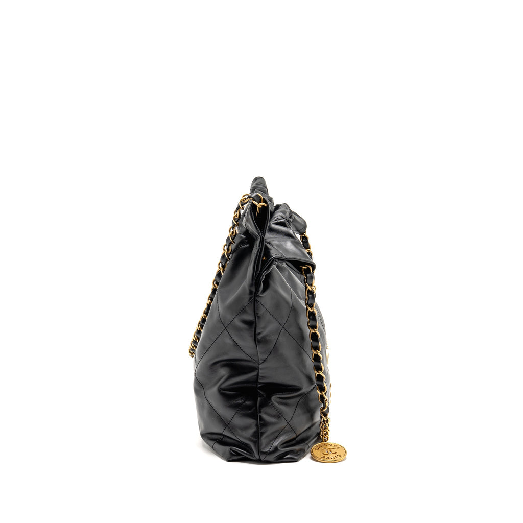 chanel-small-22-bag-with-white-letter-logo-calfskin-black-ghw-microchip