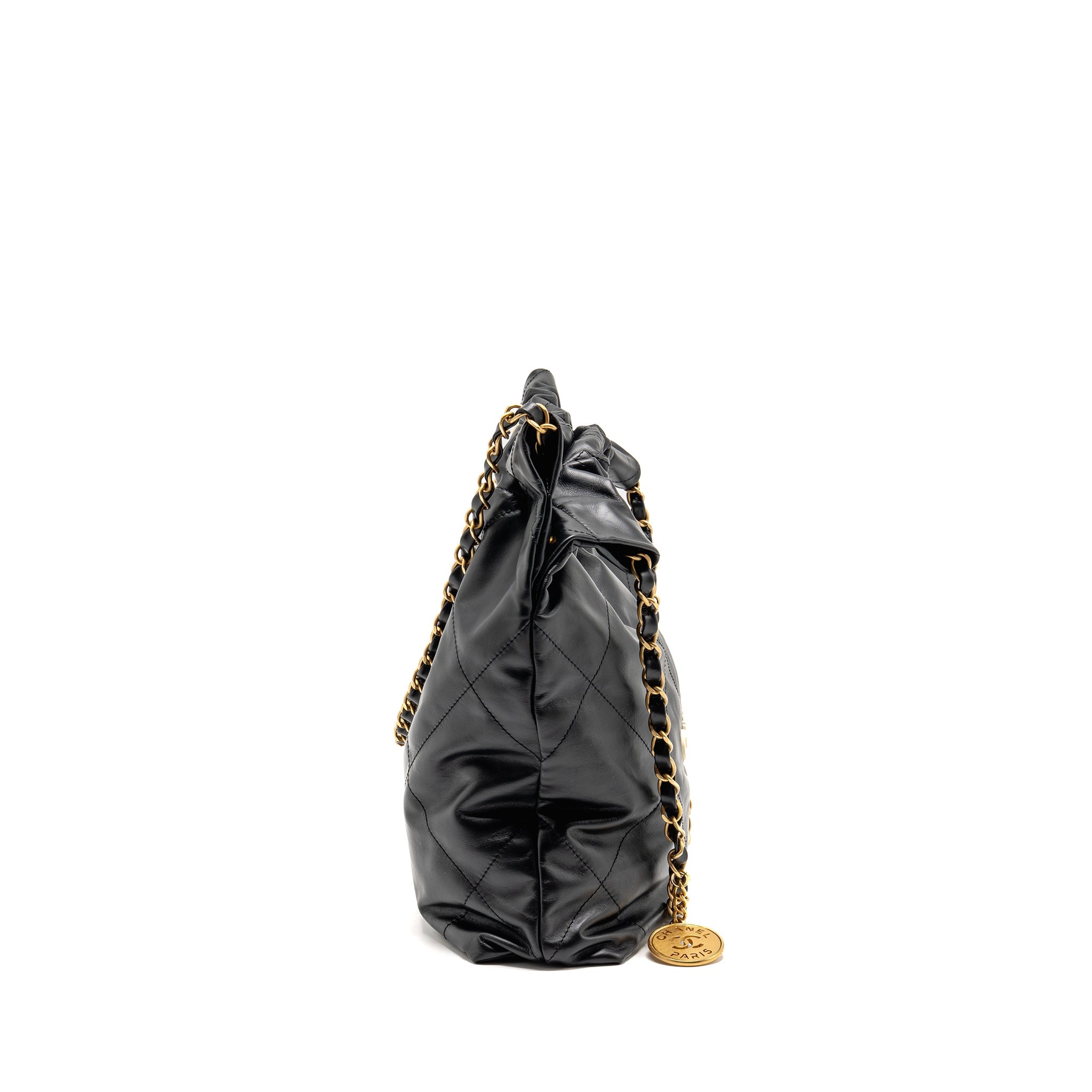 chanel-small-22-bag-with-white-letter-logo-calfskin-black-ghw-microchip