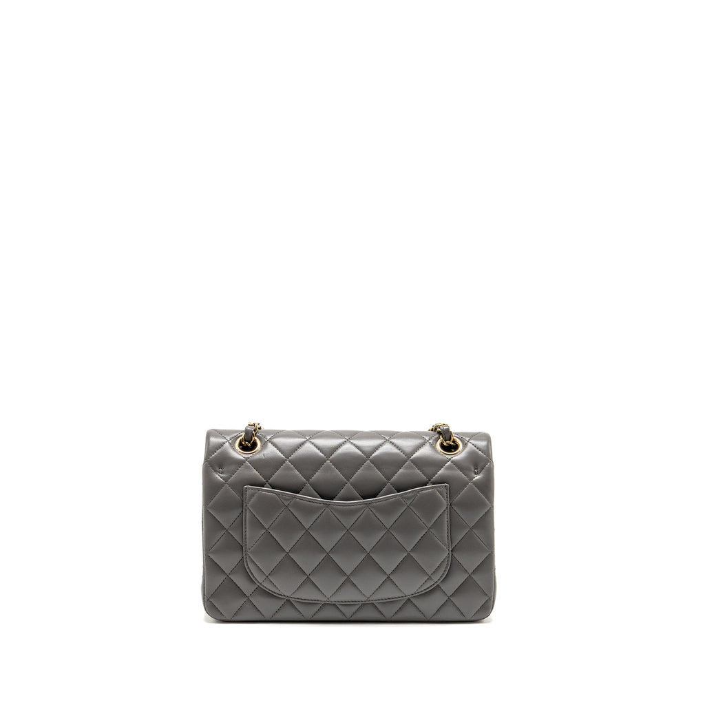chanel-small-classic-double-flap-bag-lambskin-grey-lghw-microchip-copy