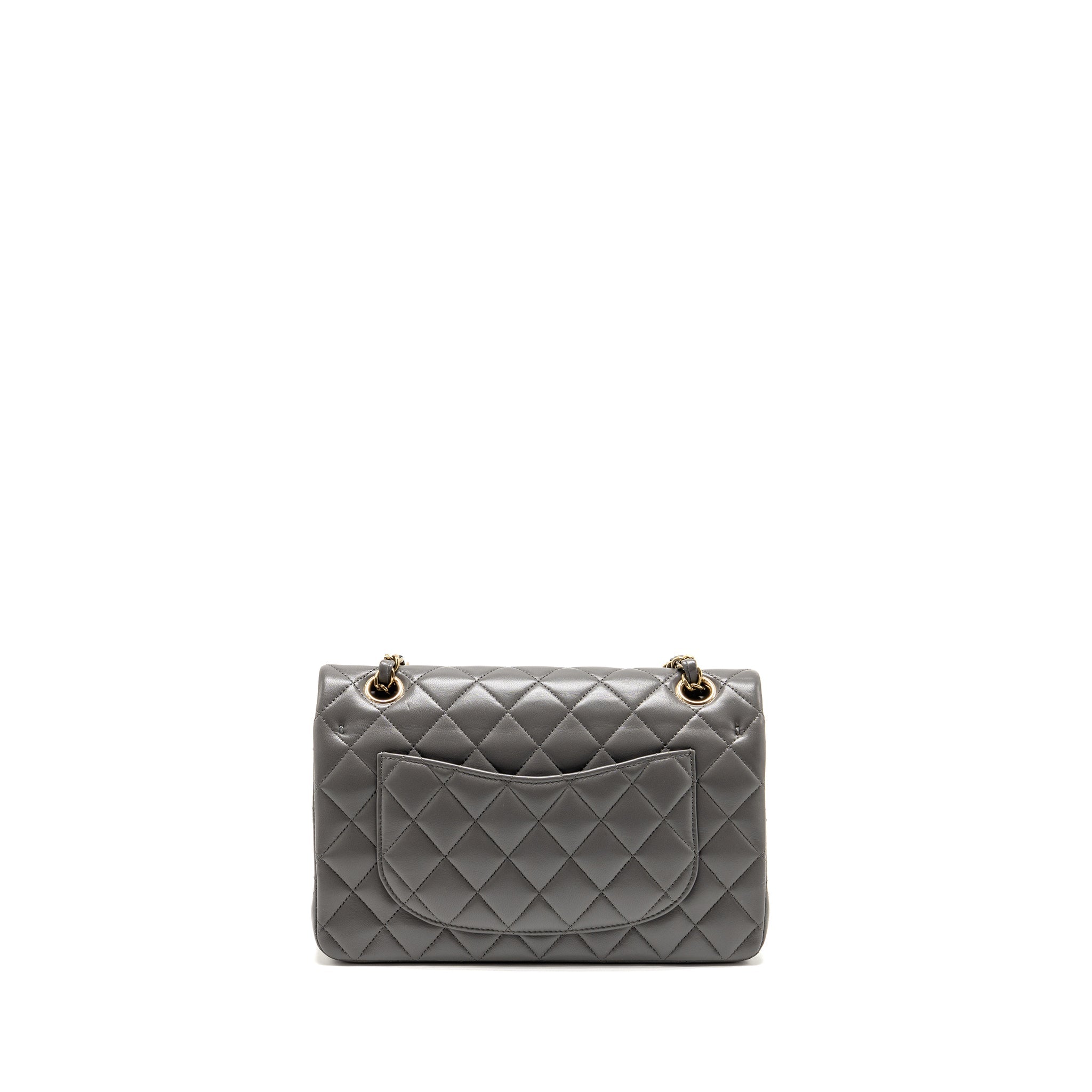 chanel-small-classic-double-flap-bag-lambskin-grey-lghw-microchip-copy