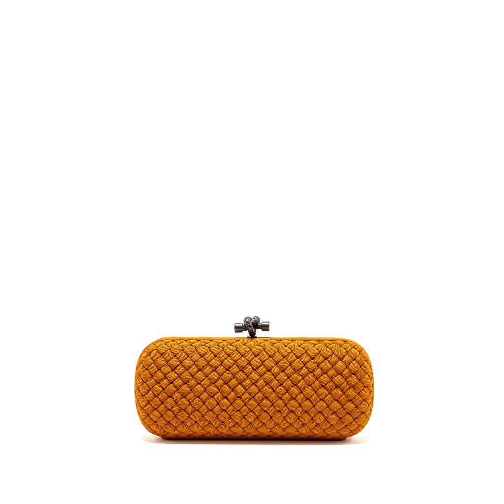 bottega-veneta-intreccio-impero-ayers-stretch-knot-clutch-satin-orange-ruthenium-hardware