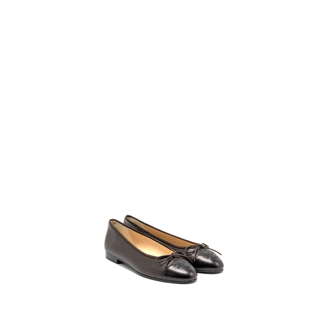 chanel-size-38-ballet-flats-lambskin-brown-black