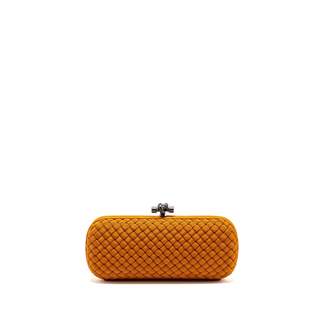 bottega-veneta-intreccio-impero-ayers-stretch-knot-clutch-satin-orange-ruthenium-hardware