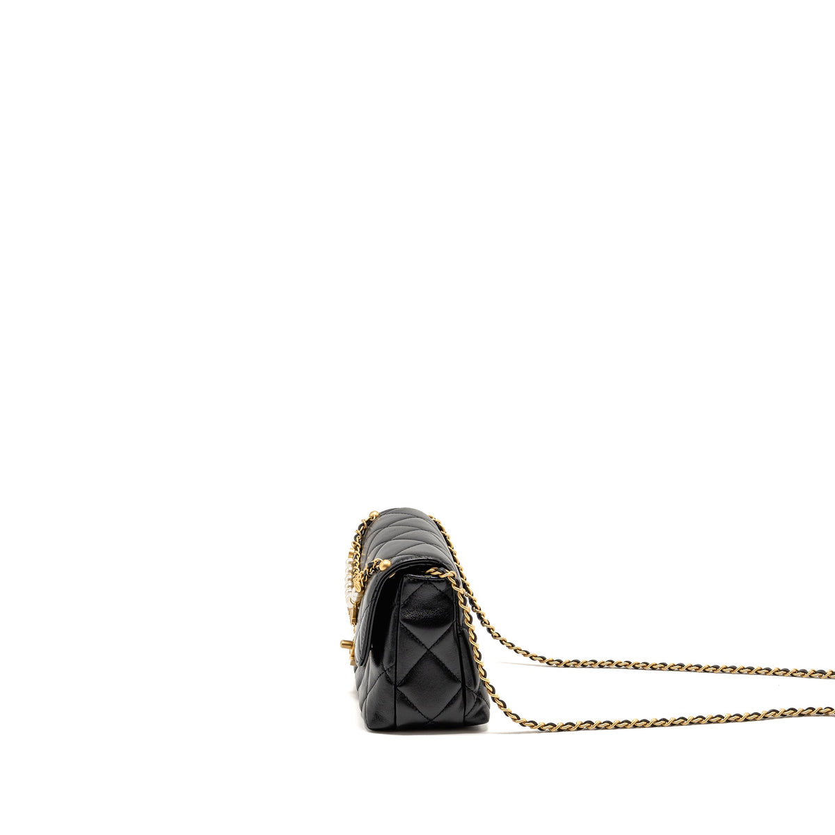 chanel-pearl-logo-chain-quilted-flap-bag-lambskin-black-ghw-microchip