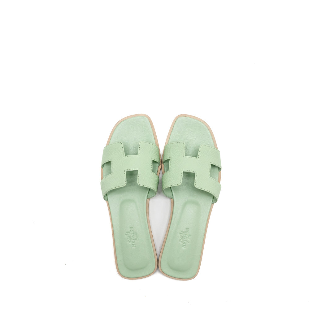 hermes-size-37-oran-sandals-calfskin-vert-jade