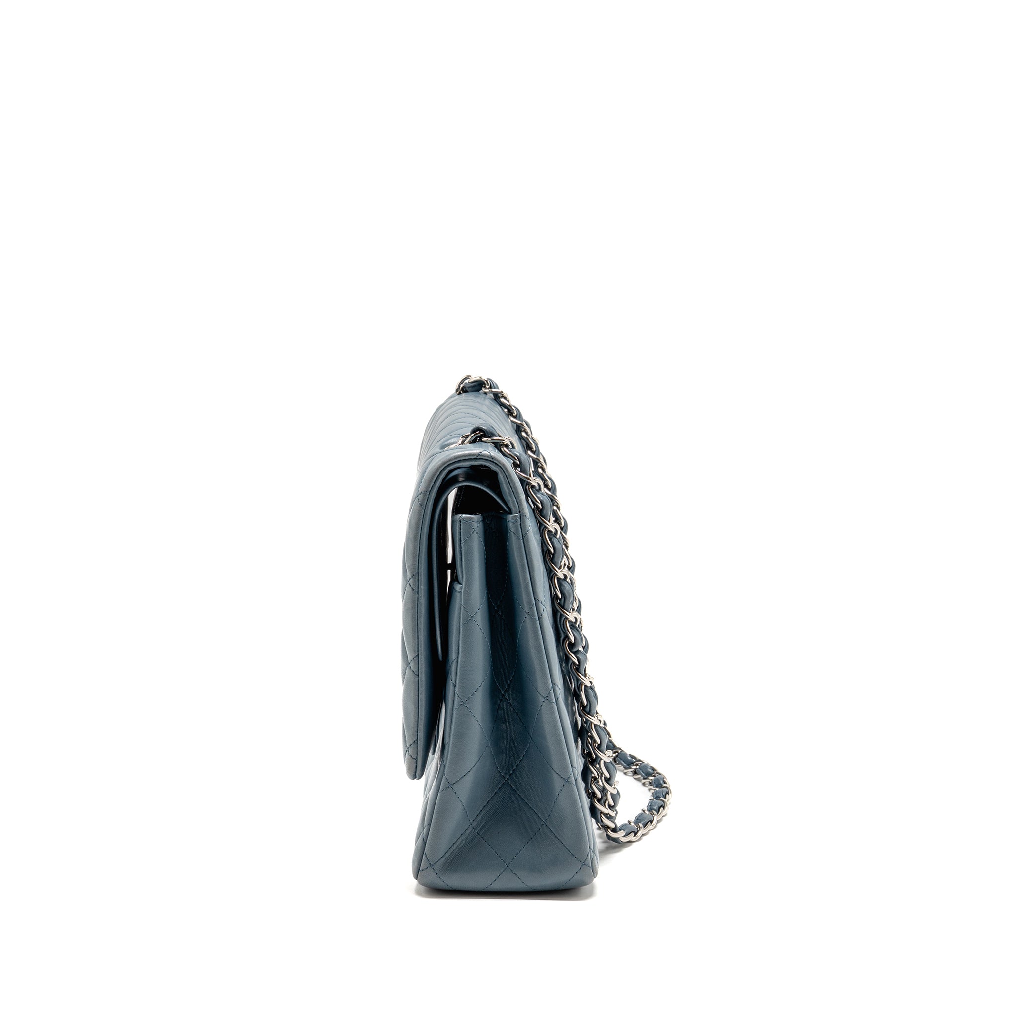 chanel-classic-maxi-double-flap-bag-lambskin-blue-shw
