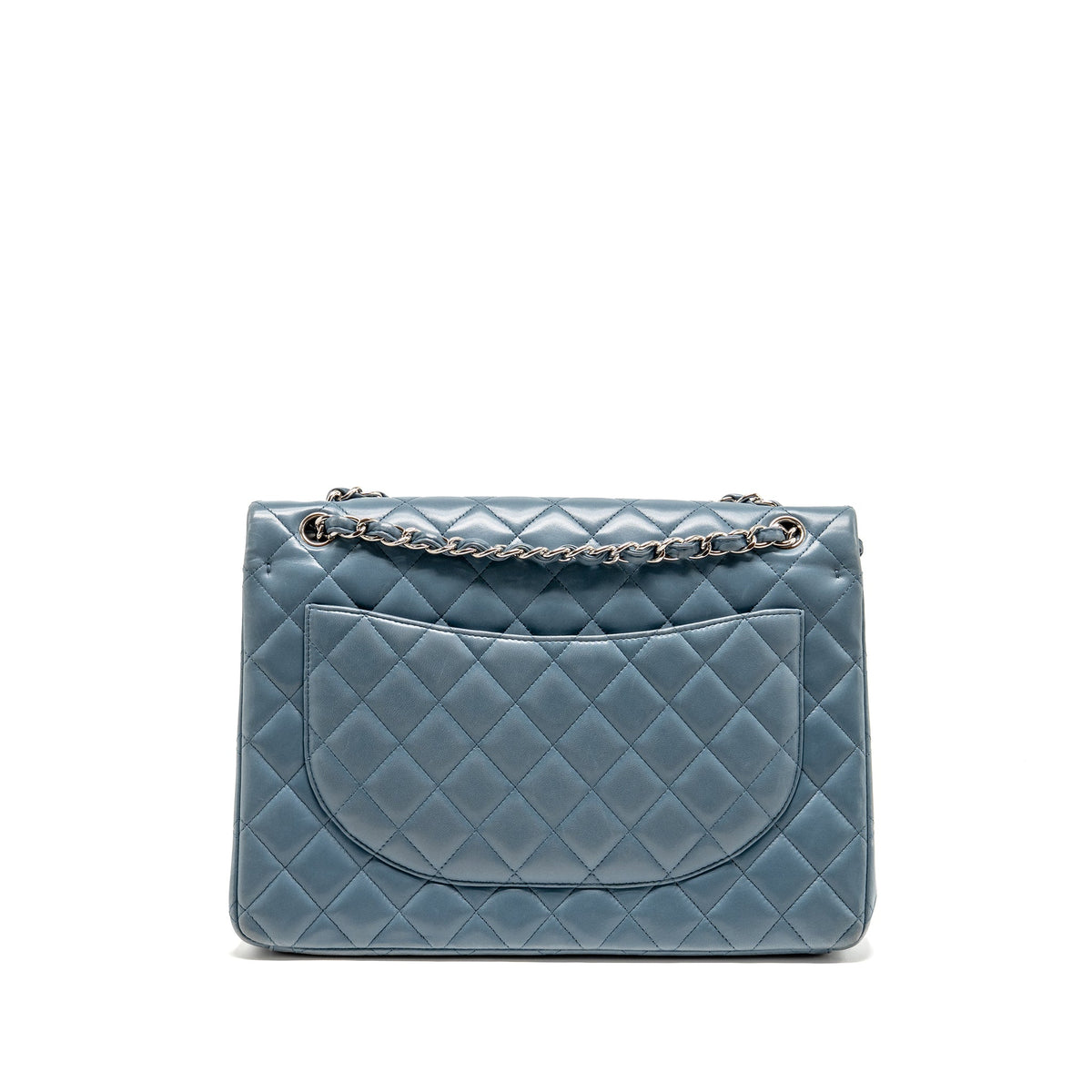 chanel-classic-maxi-double-flap-bag-lambskin-blue-shw