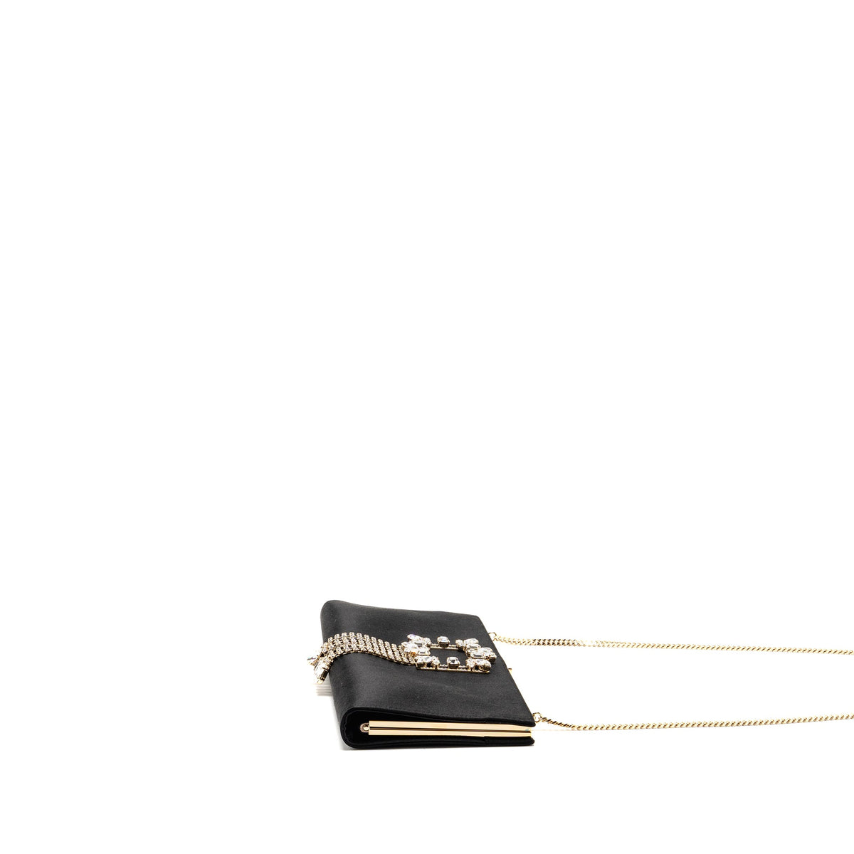 roger-vivier-strass-buckled-clutch-purse-with-chain-satin-black-lghw