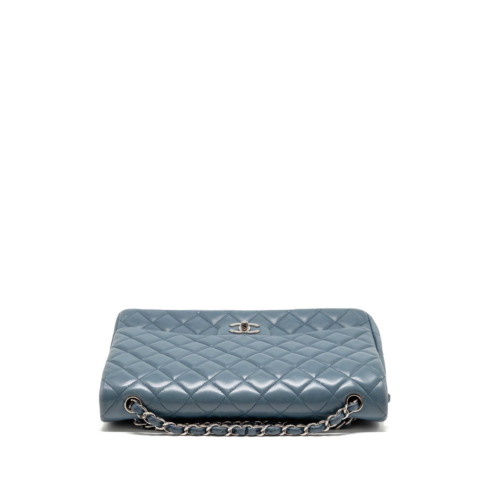 chanel-classic-maxi-double-flap-bag-lambskin-blue-shw
