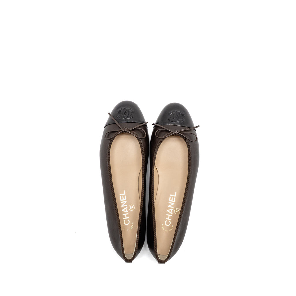 chanel-size-38-ballet-flats-lambskin-brown-black