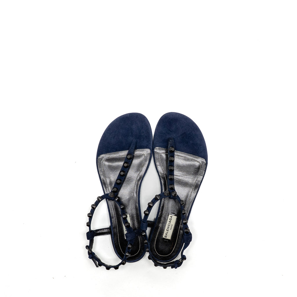 balenciaga-size-38-5-flat-sandals-suede-navy