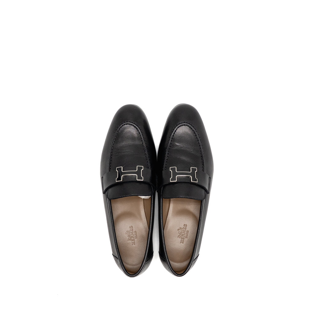 hermes-size-38-paris-loafer-leather-black-with-enamel-hardware