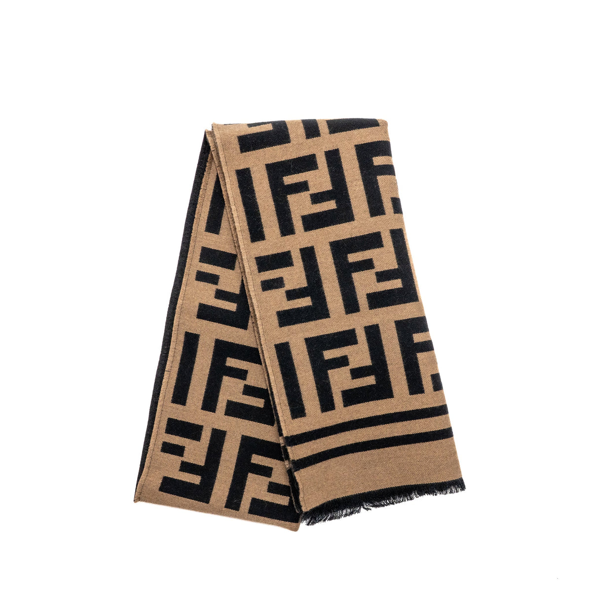fendi-ff-logo-scarf-wool-silk-brown-black