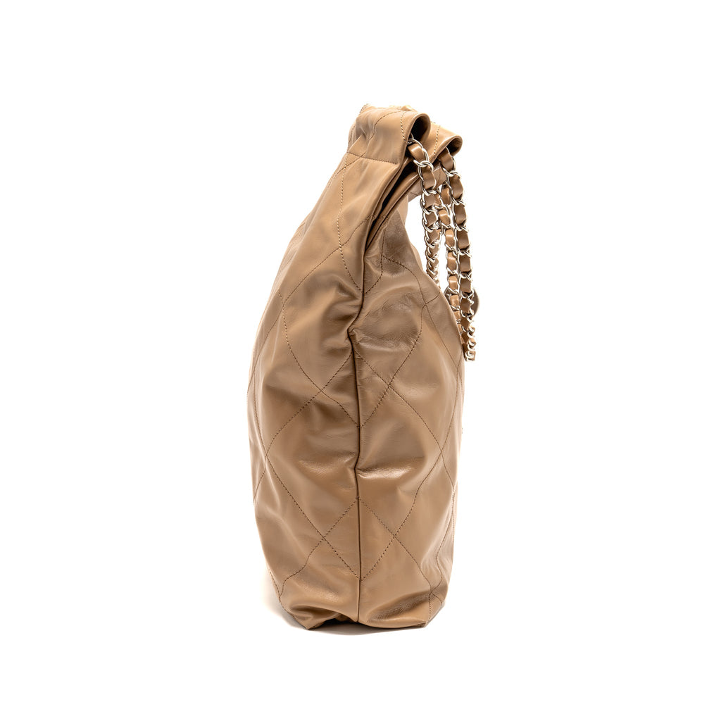 chanel-large-22-bag-shiny-calfskin-dark-beige-shw-microchip-copy