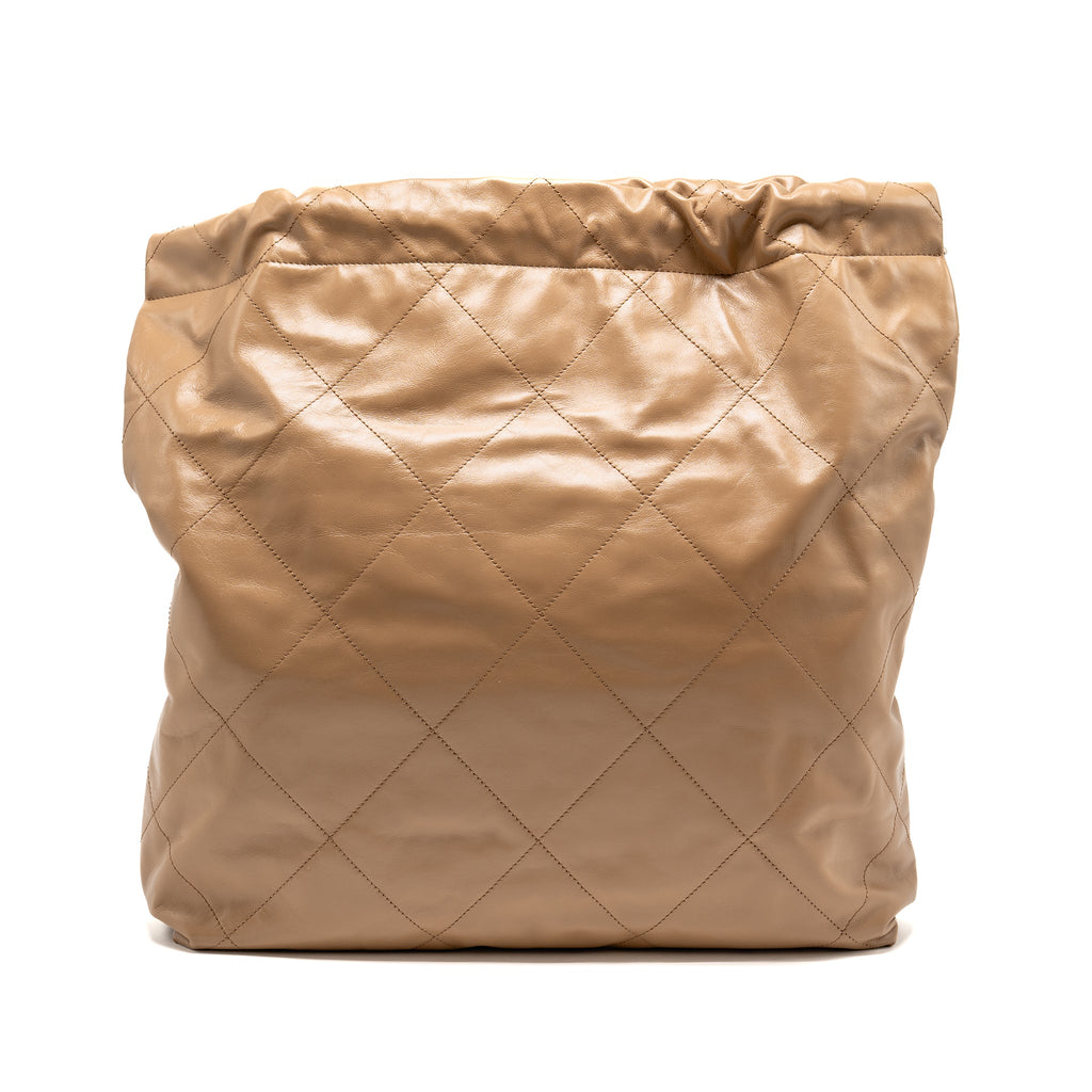 chanel-large-22-bag-shiny-calfskin-dark-beige-shw-microchip-copy