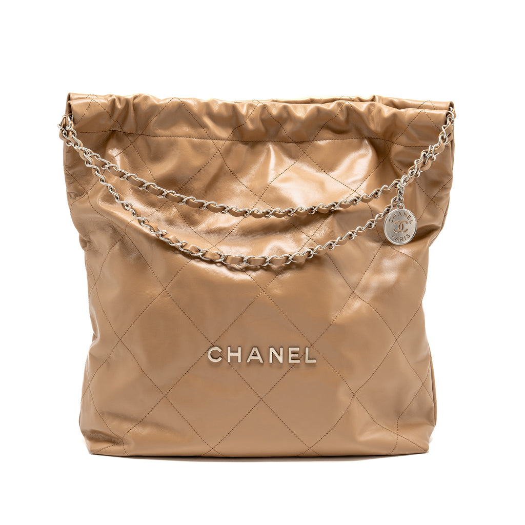 chanel-large-22-bag-shiny-calfskin-dark-beige-shw-microchip-copy